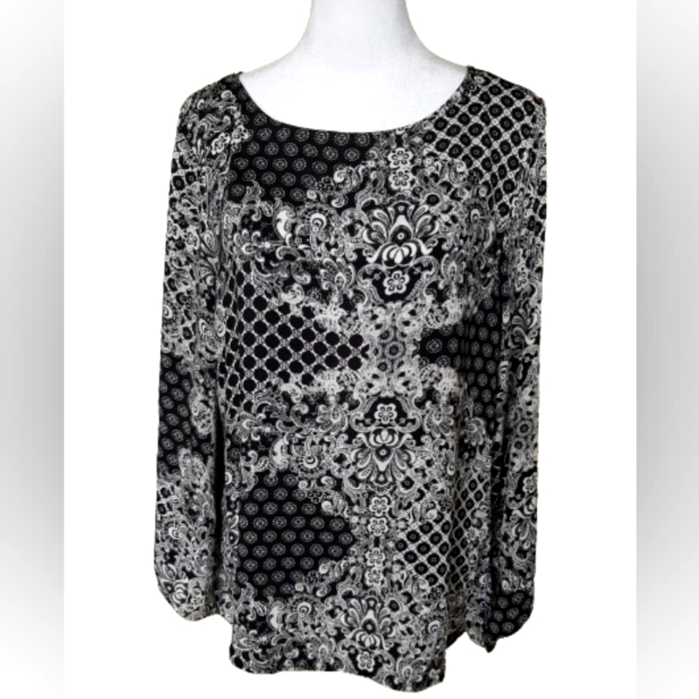 Ellen Tracy - Gorgeous black and white fluid tunic for women  - Size: M